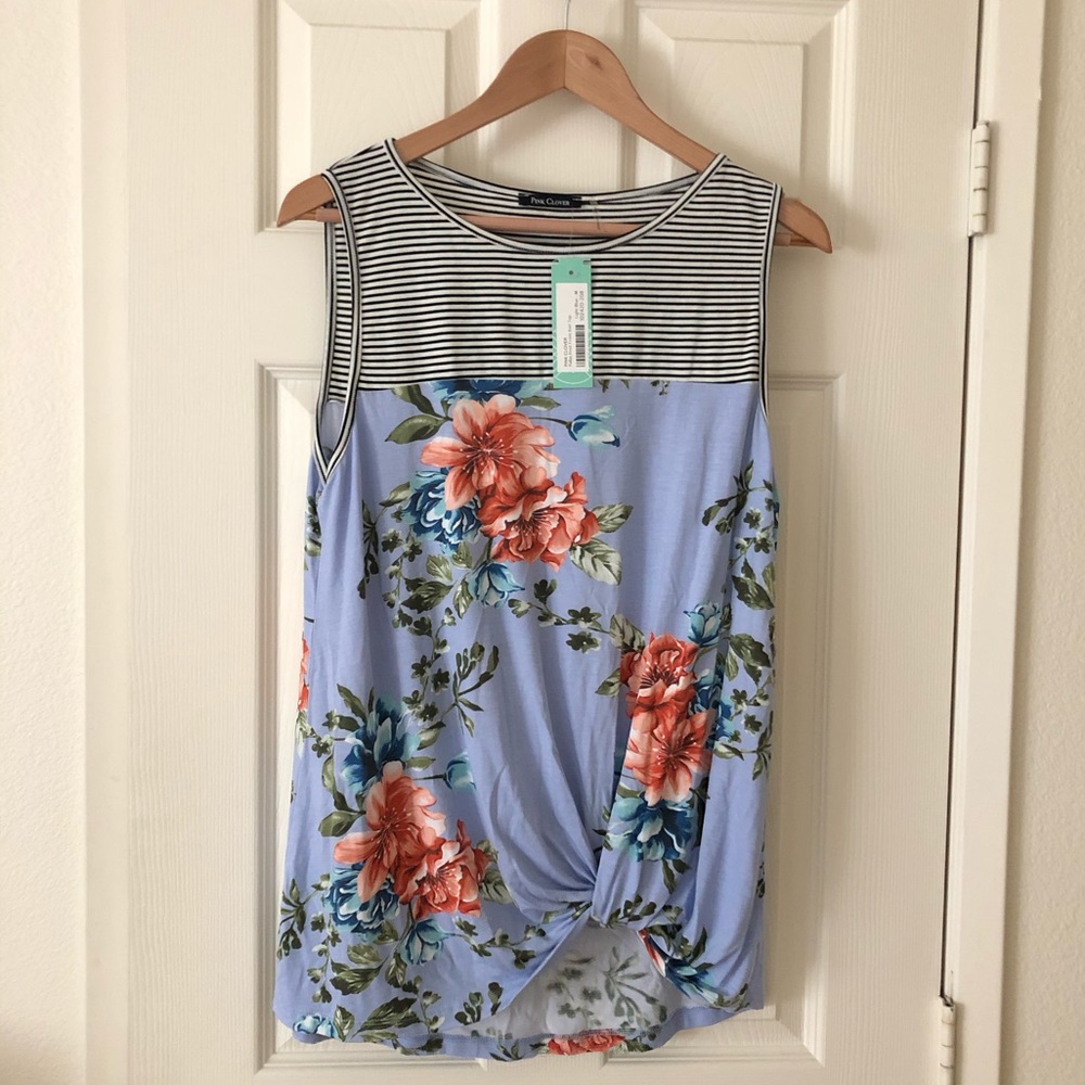 NWT- Pink Clover Pallas Knot Front Knit Top